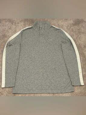Calvin Klein Men's Gray 1/4 Zip Pullover Sweater Size Medium White Stripe